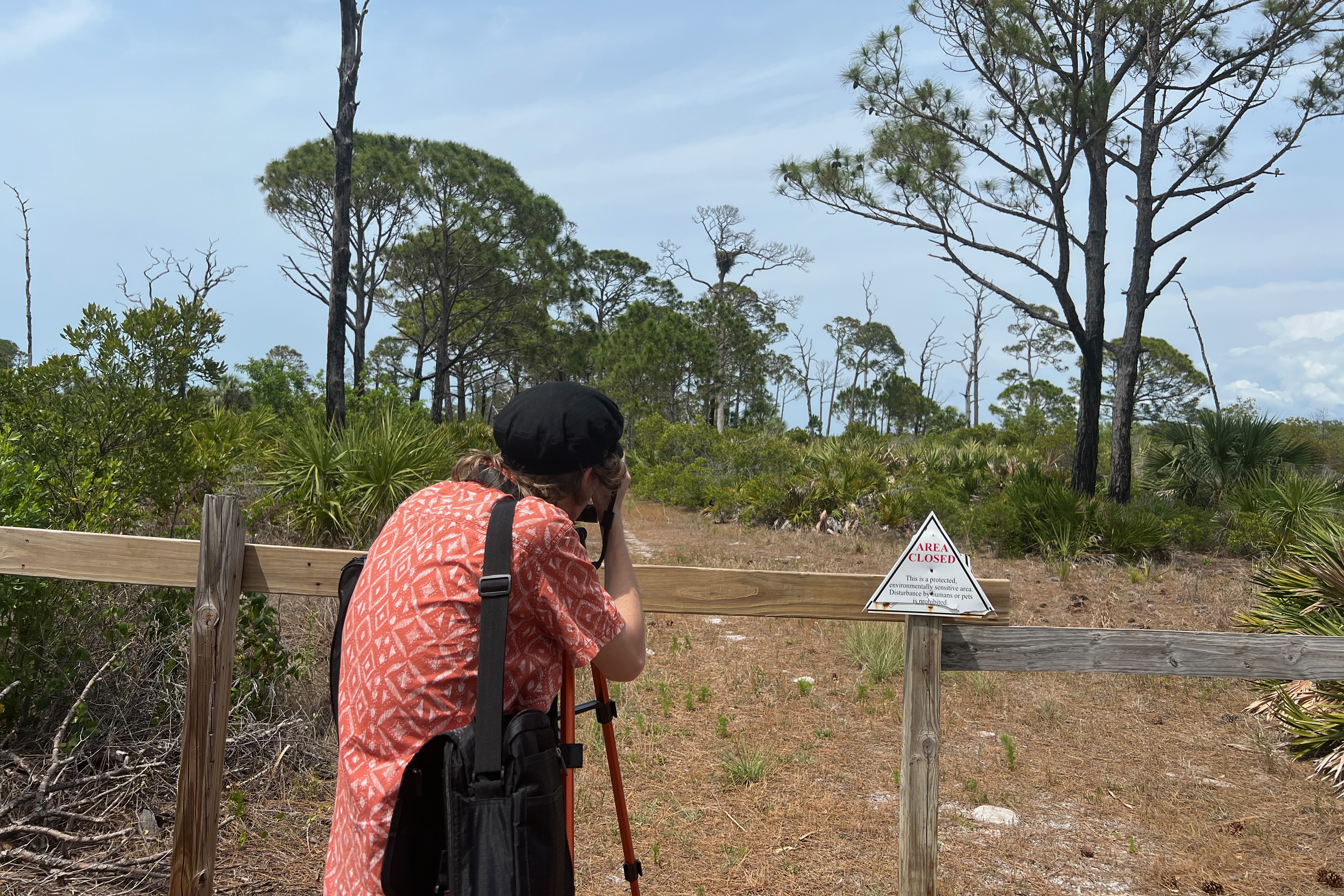 A photo of the designer lining up the camera.